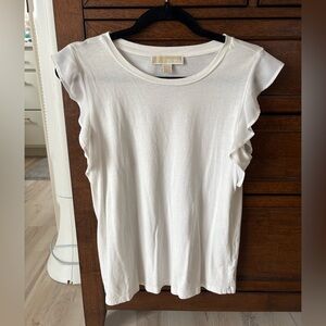 Michael Kors White Ruffle Sleeve Tank Top